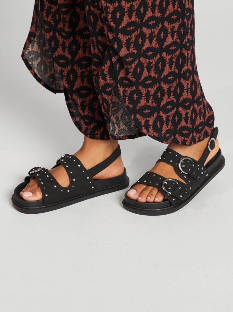 Sandalen met studs op de riempjes ZWART - Kiabi
