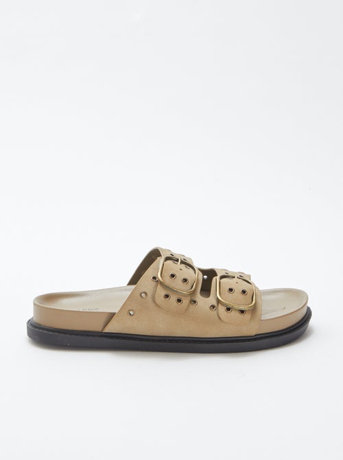 Sandalen met suèdine-effect en bandjes met oogjes - Kiabi