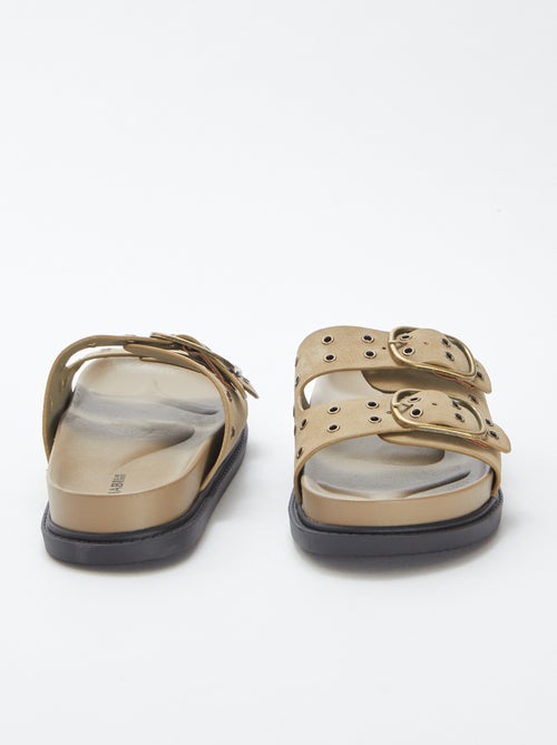 Sandalen met suèdine-effect en bandjes met oogjes - Kiabi