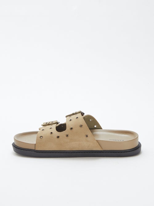 Sandalen met suèdine-effect en bandjes met oogjes - Kiabi