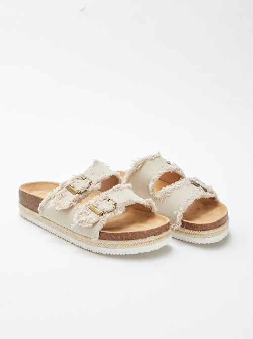 Sandalen met textiel en franjes - Kiabi