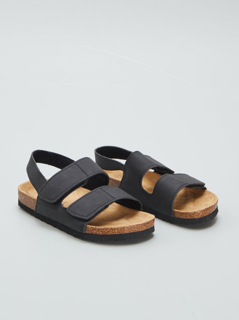 Sandalen met twee klittenbanden ZWART - Kiabi