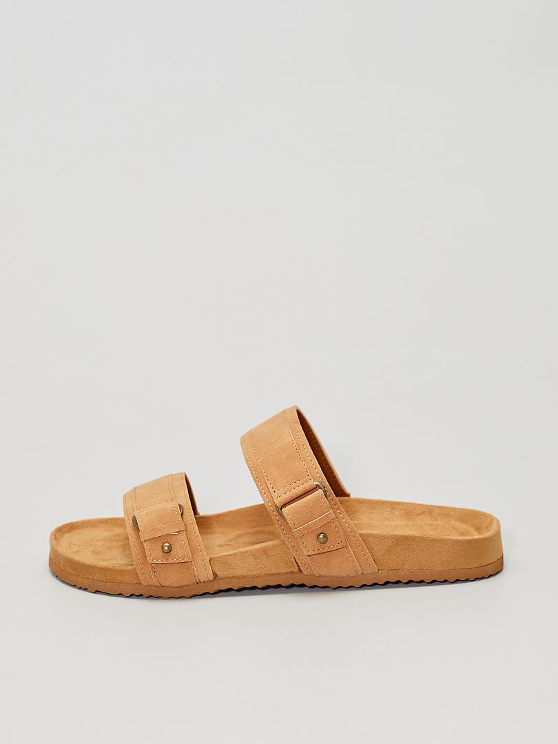 Sandalen met twee riempjes bruin - Kiabi
