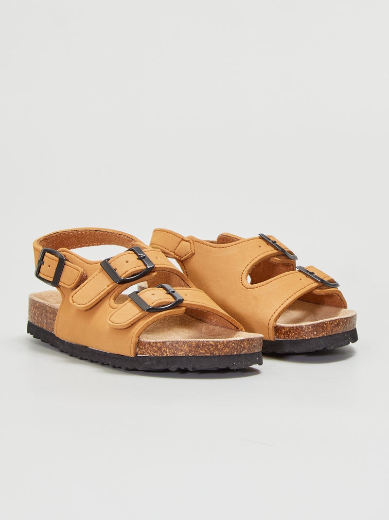 Sandalen met twee riempjes khaki - Kiabi