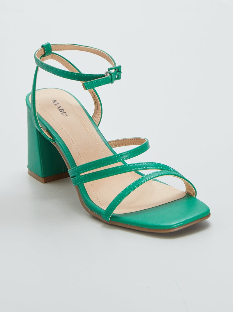 Sandalen met vierkante hak en bandjes GROEN - Kiabi