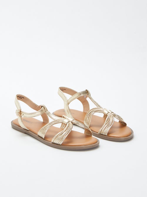 Sandalen met zilverkleurige bandjes - Kiabi