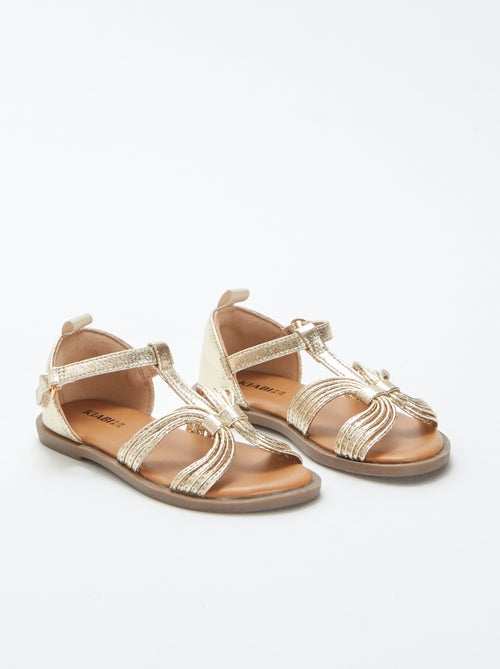 Sandalen met zilverkleurige klittenbanden - Kiabi