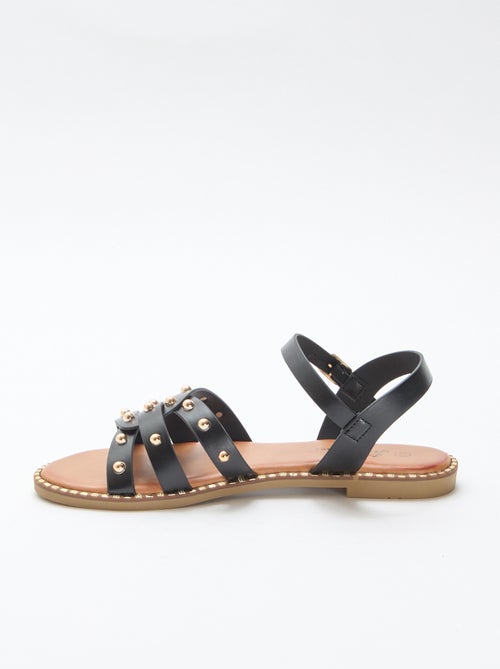 Sandalen van imitatieleer met bandjes met studs - Kiabi