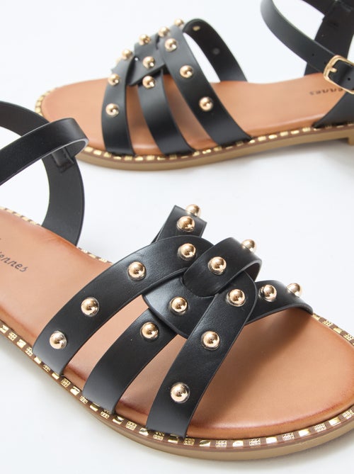Sandalen van imitatieleer met bandjes met studs - Kiabi