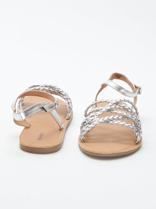 Sandalen van imitatieleer met gevlochten bandjes - Kiabi