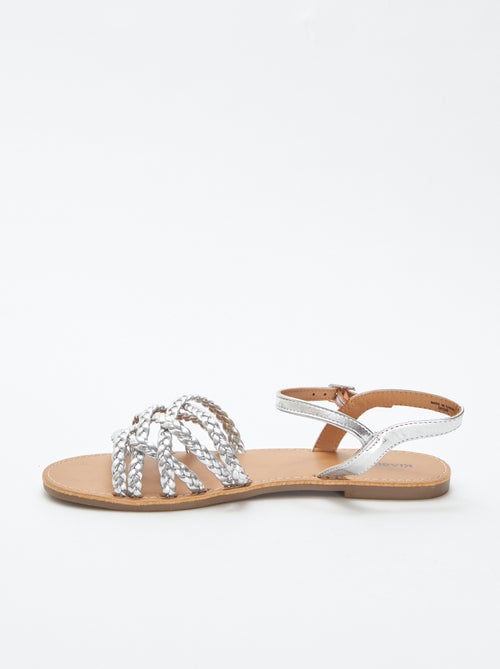 Sandalen van imitatieleer met gevlochten bandjes - Kiabi
