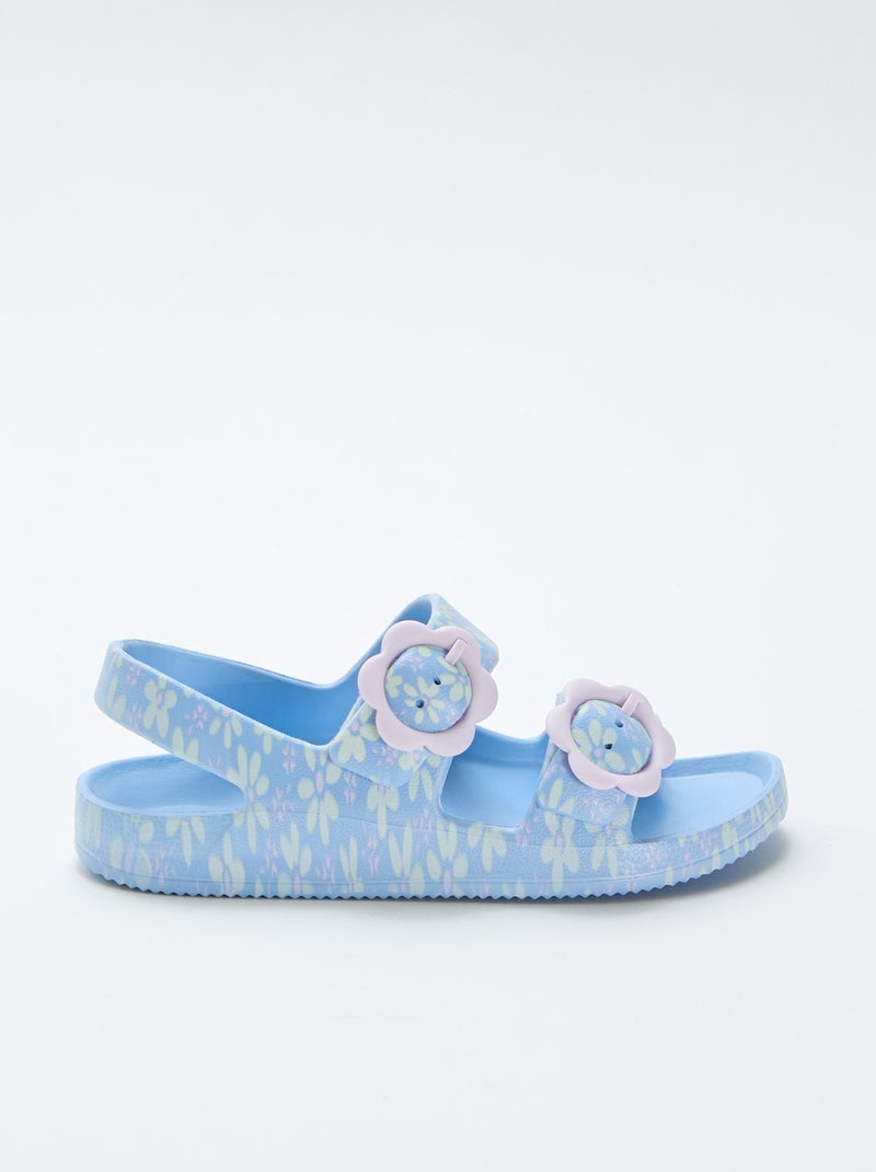 Sandalen van kunststof met bloemenmotief Blauw - Kiabi