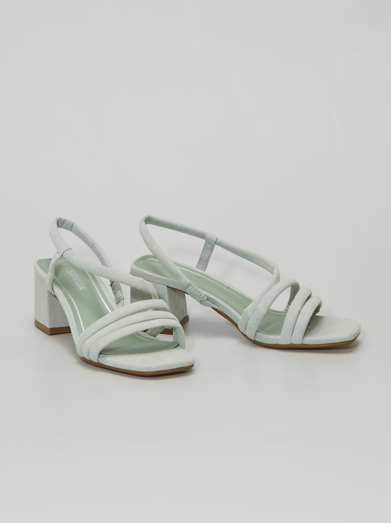 Sandalen van suèdine met hak GROEN - Kiabi