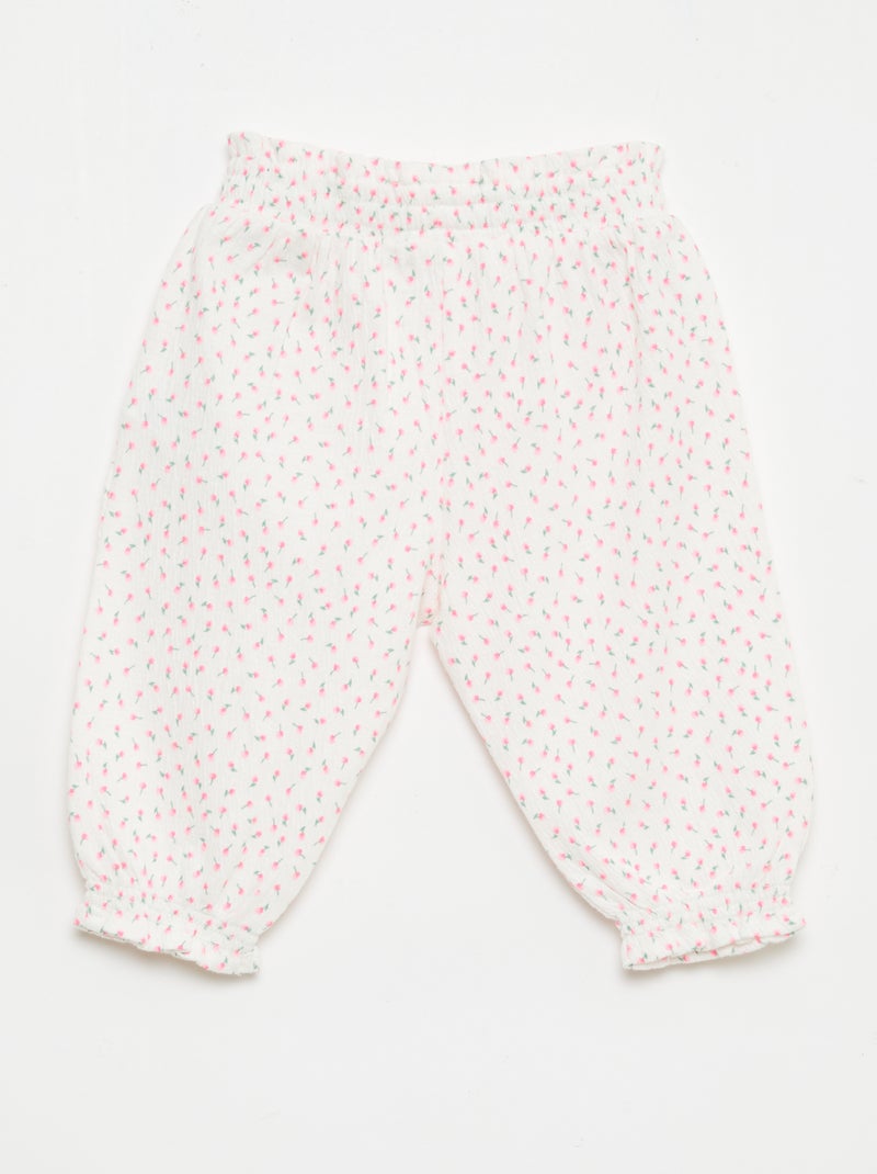 Sarouelbroek van katoenen jerseytricot Wit - Kiabi