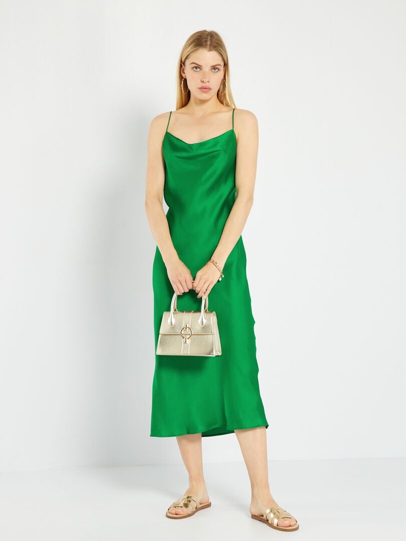 Satijnachtige jurk groen - Kiabi