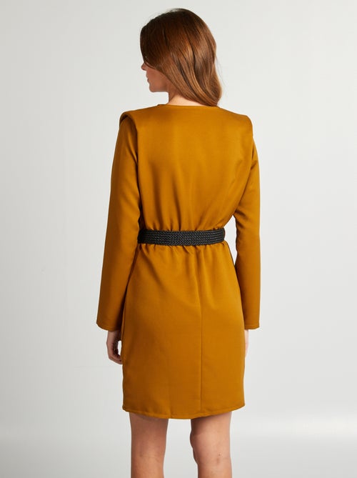 Satijnachtige jurk met overslag - Kiabi