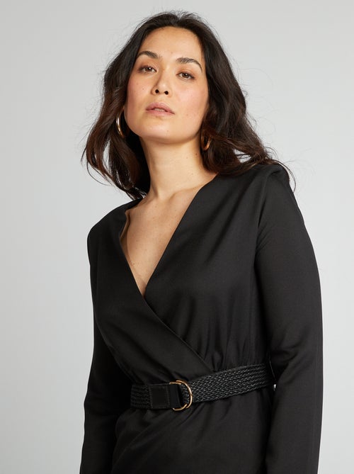 Satijnachtige jurk met overslag - Kiabi