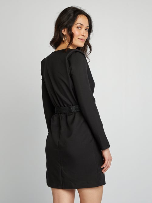 Satijnachtige jurk met overslag - Kiabi