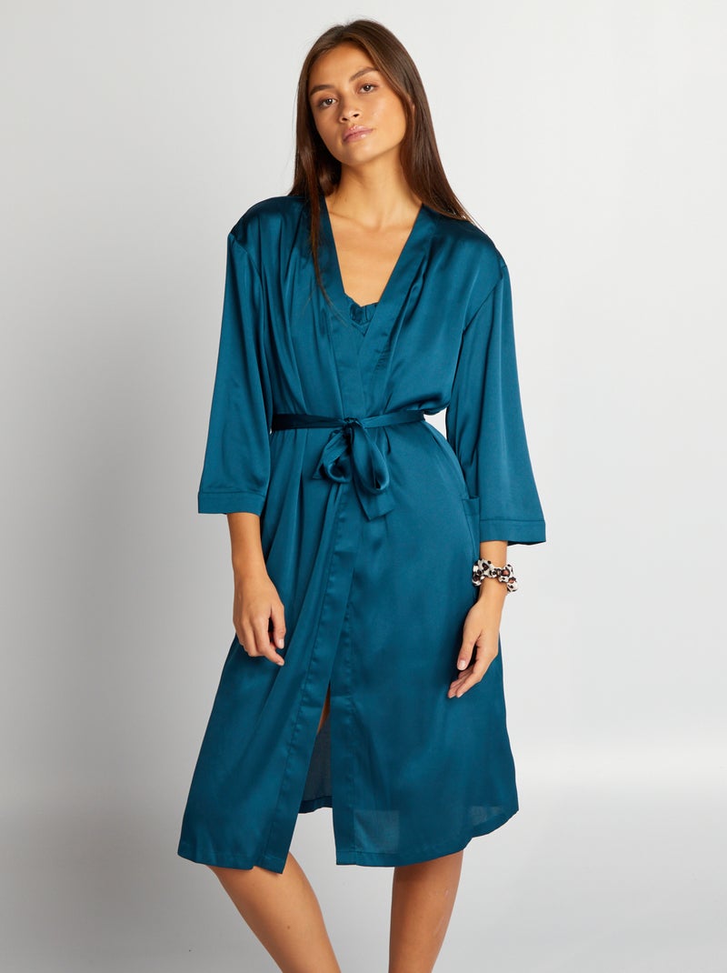 Satijnachtige kimono BLAUW - Kiabi