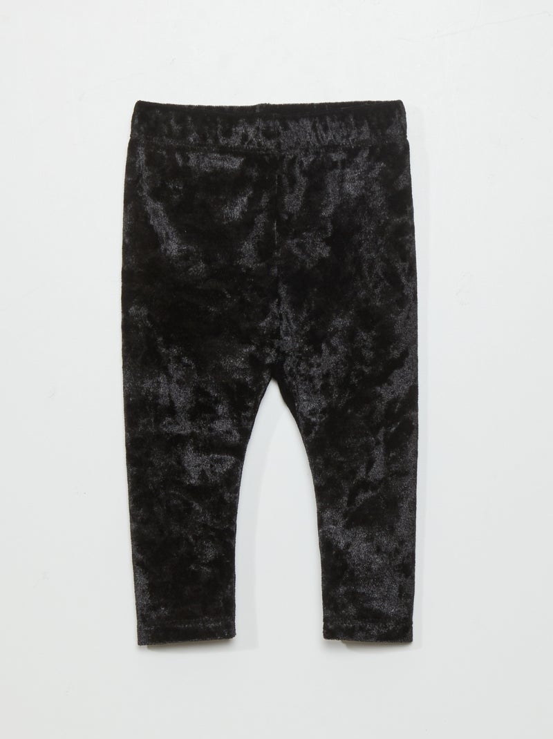 Satijnachtige legging van velours ZWART - Kiabi