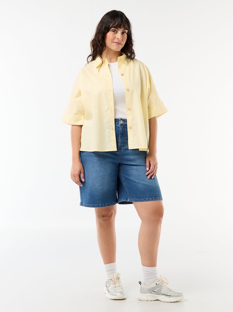 Satijnen blouse met zeesterknopen Geel - Kiabi