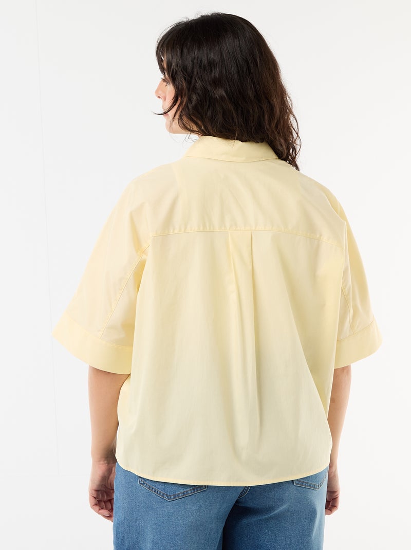 Satijnen blouse met zeesterknopen Geel - Kiabi