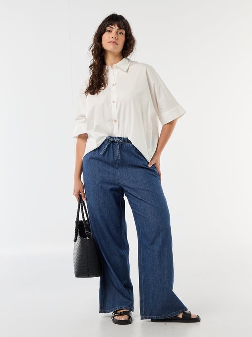 Satijnen blouse met zeesterknopen - Kiabi