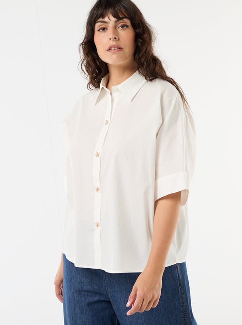 Satijnen blouse met zeesterknopen - Kiabi