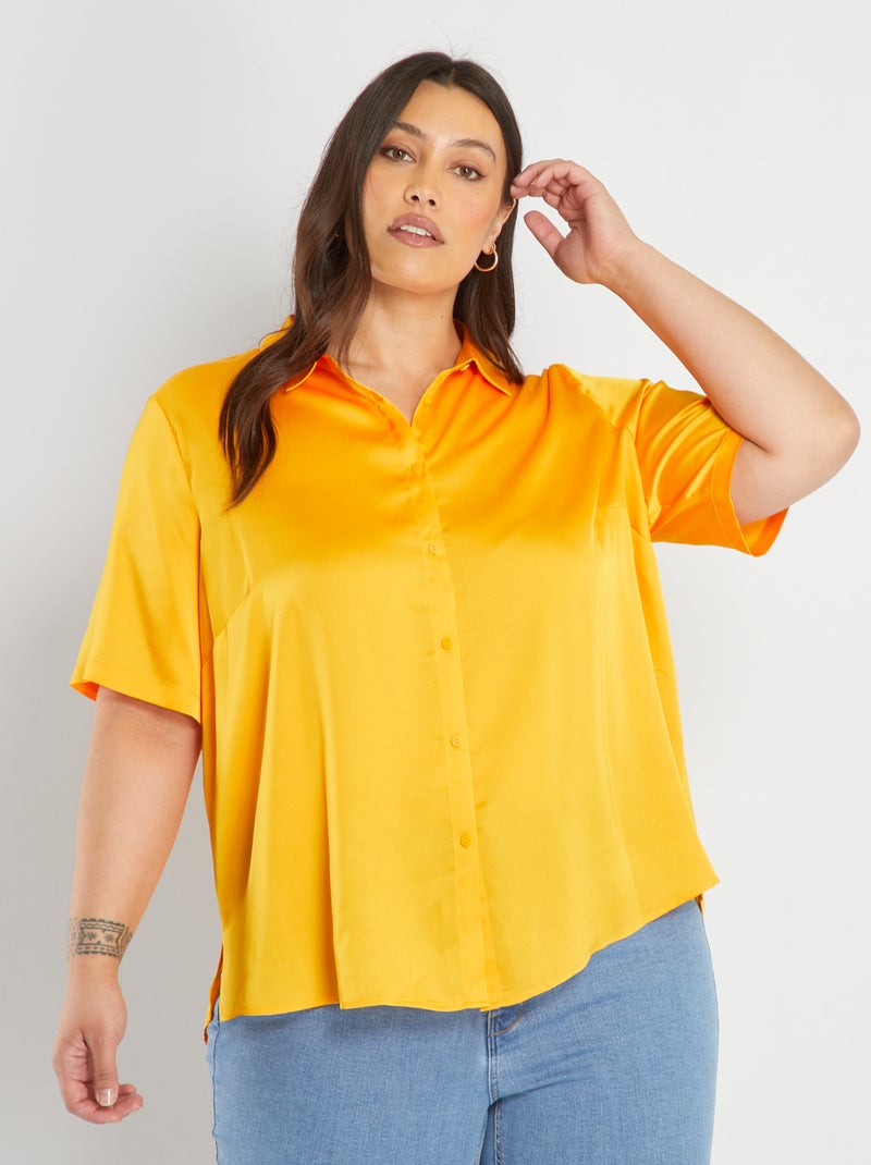Satijnen blouse ORANJE - Kiabi