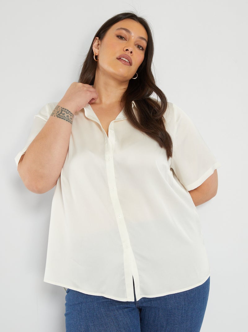 Satijnen blouse WIT - Kiabi
