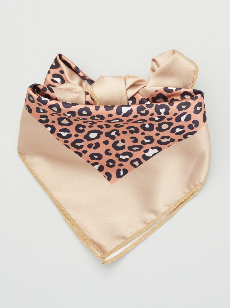 Satijnen foulard met print BRUIN - Kiabi