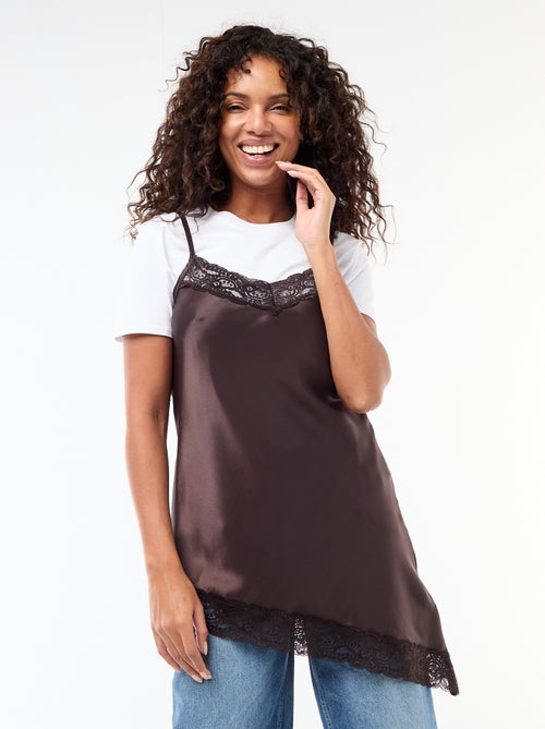 Satijnen jurk met kant - Kiabi