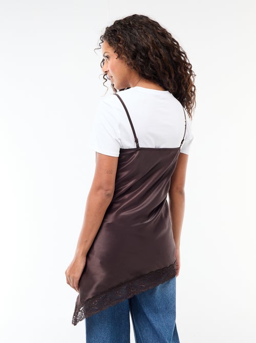 Satijnen jurk met kant - Kiabi