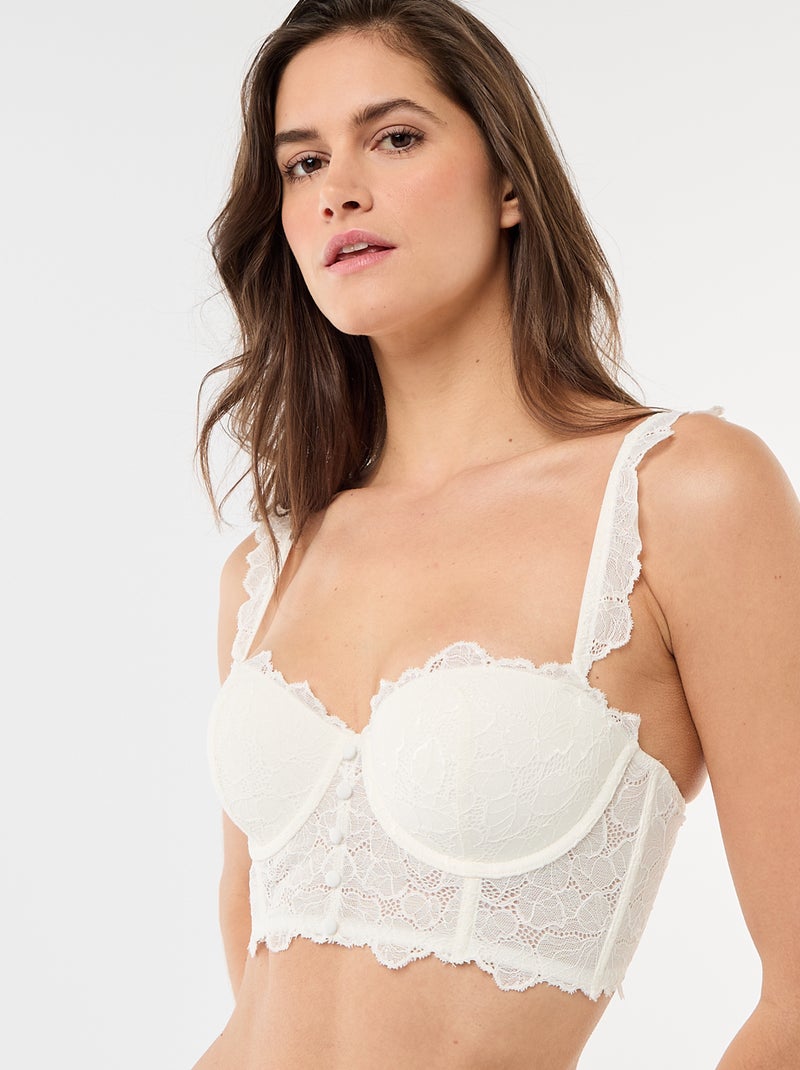 Satijnen kanten beha bustier Wit - Kiabi