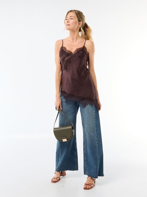 Satijnen nachthemd met kant - Kiabi