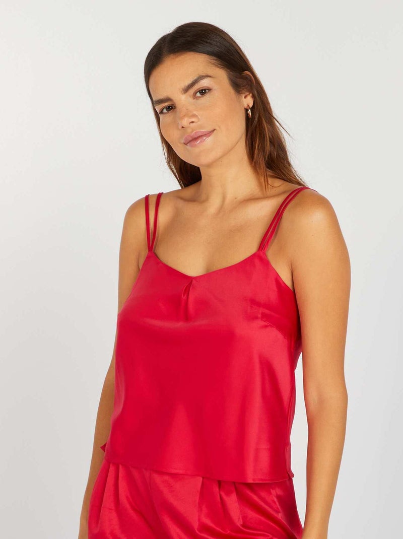 Satijnen pyjamatop 'Sans Complexe' ROOD - Kiabi