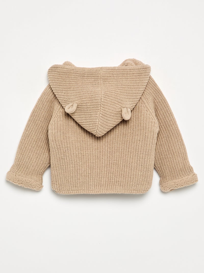 Schapenvachtgevoerd vest met capuchon Biege - Kiabi