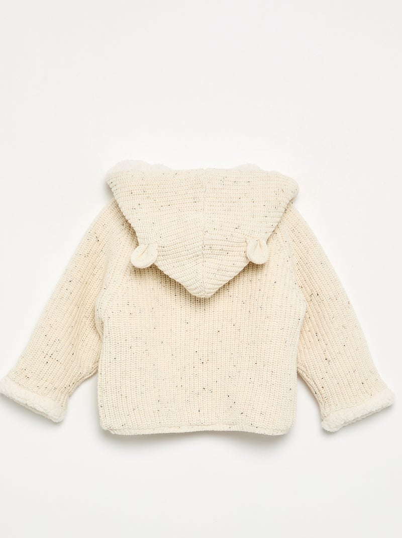 Schapenvachtgevoerd vest met capuchon Wit - Kiabi