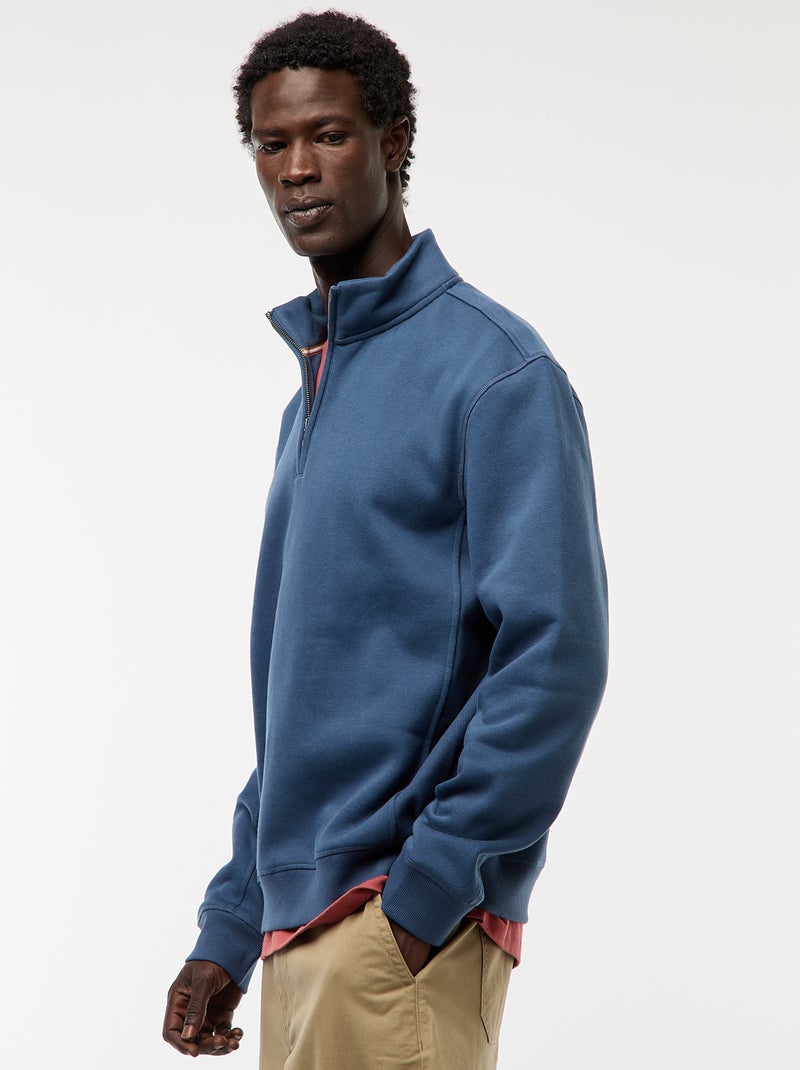 Schipperstrui met opstaande ritskraag Blauw - Kiabi