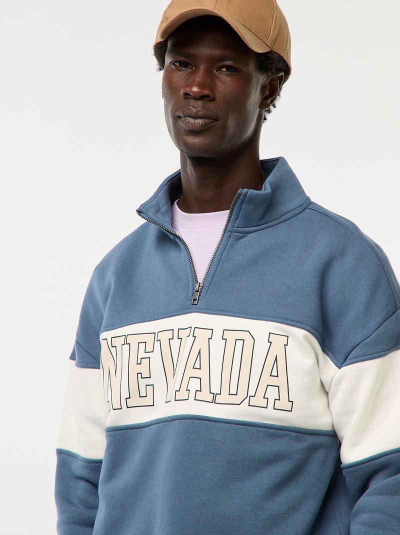 Schipperstrui met opstaande ritskraag Blauw - Kiabi