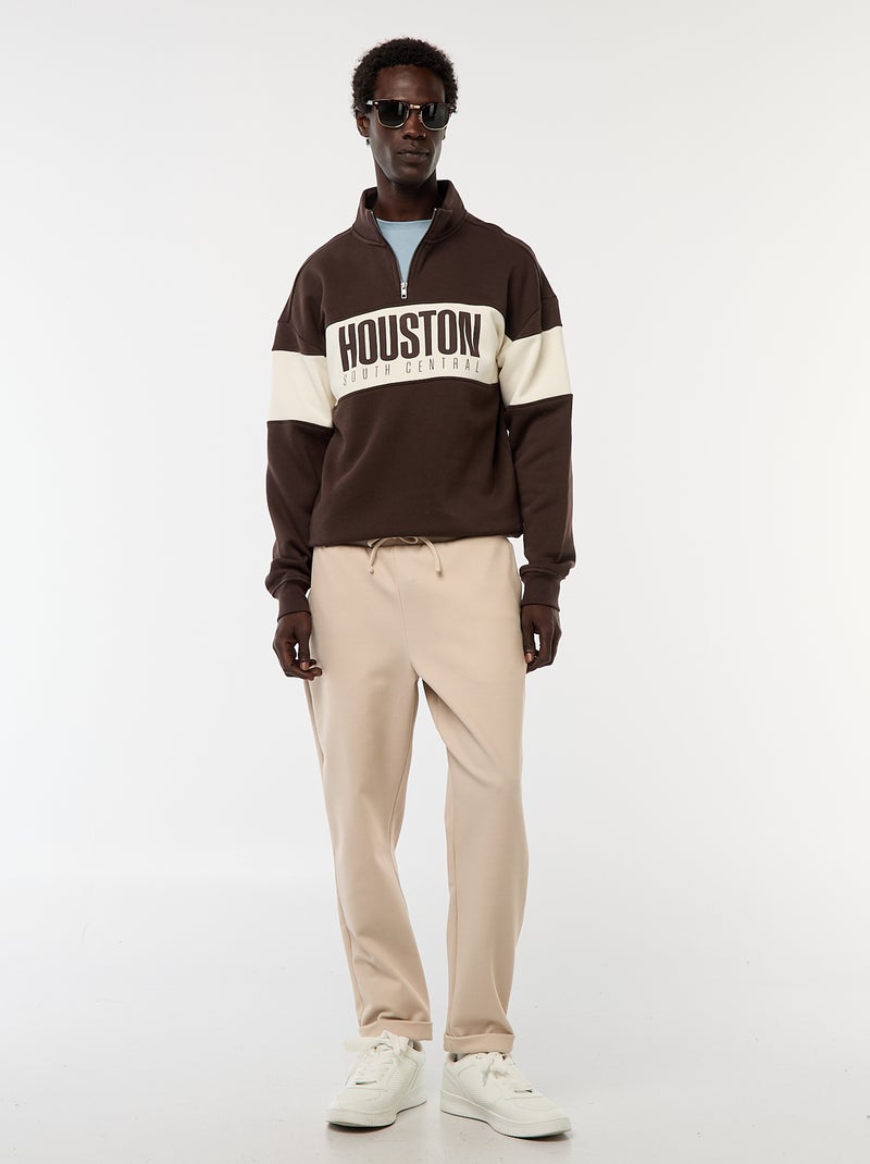 Schipperstrui met opstaande ritskraag Bruin - Kiabi