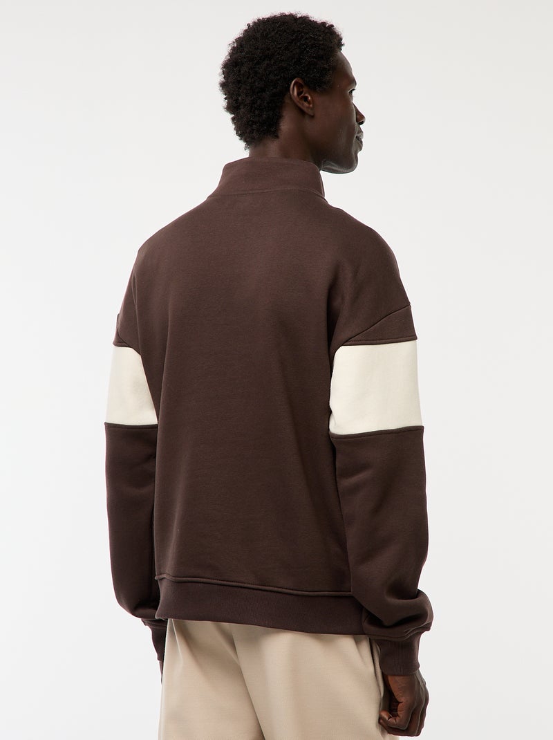 Schipperstrui met opstaande ritskraag Bruin - Kiabi