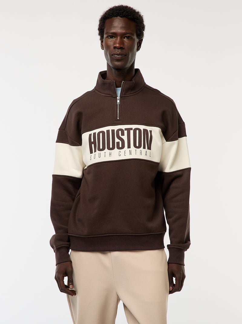 Schipperstrui met opstaande ritskraag Bruin - Kiabi