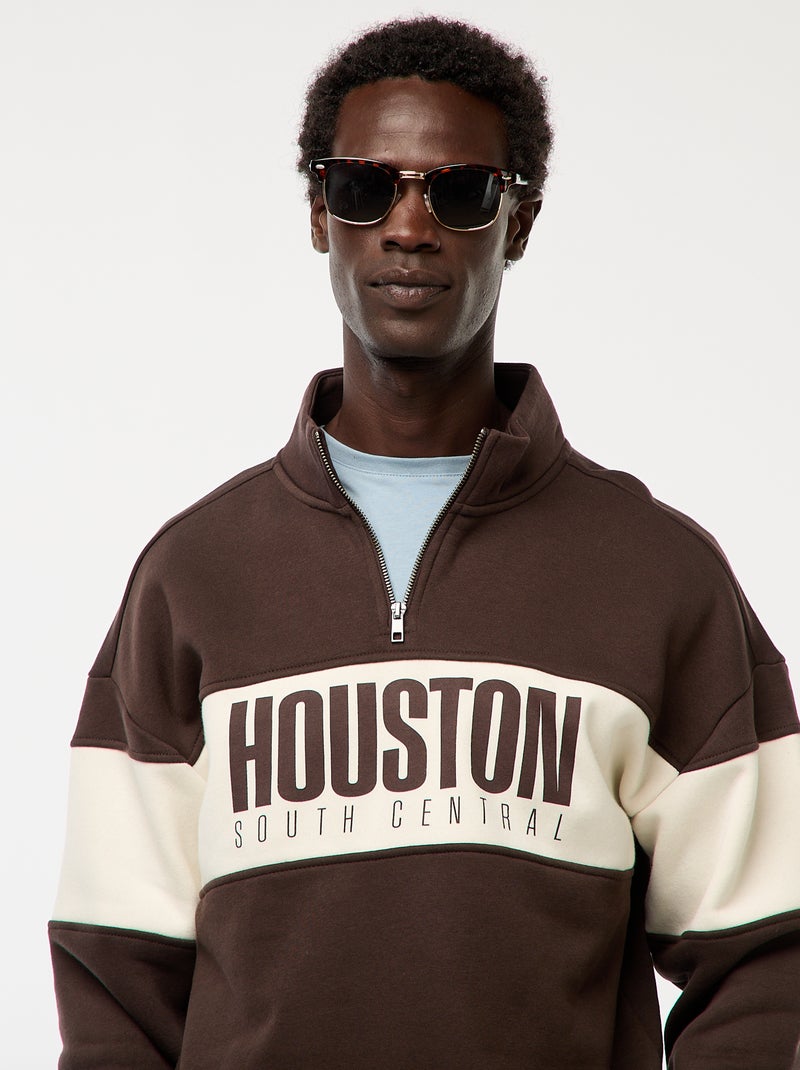 Schipperstrui met opstaande ritskraag Bruin - Kiabi