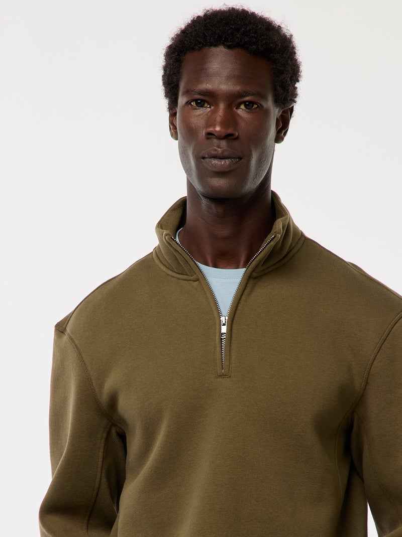 Schipperstrui met opstaande ritskraag Kaki - Kiabi