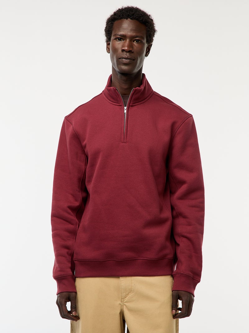 Schipperstrui met opstaande ritskraag Rood - Kiabi