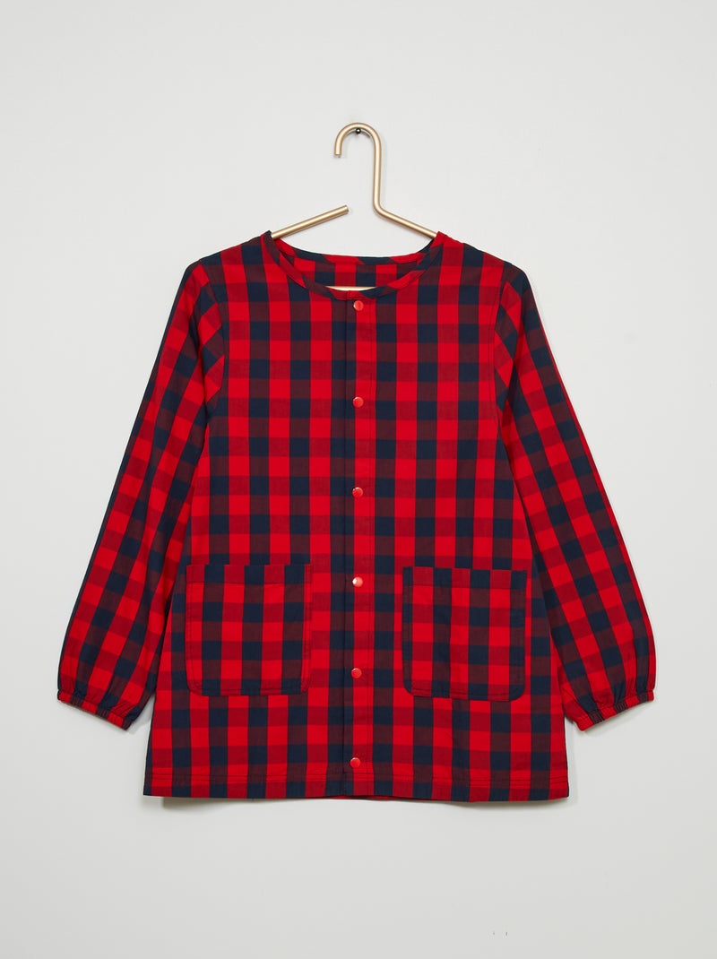 Schoolschort van popeline ROOD - Kiabi