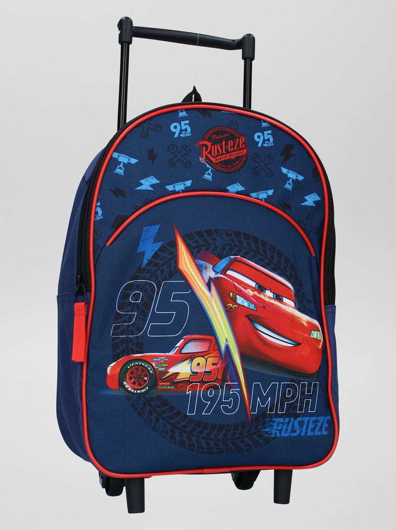 Schooltas met Cars-print en wieltjes BLAUW - Kiabi