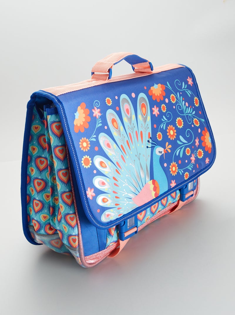Schooltas met pauwmotief BLAUW - Kiabi