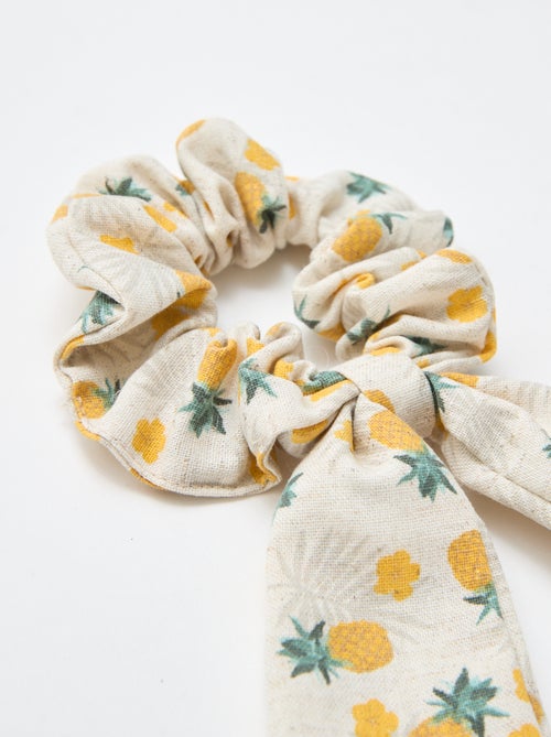 Scrunchie met ananasprint en lange strik - Kiabi